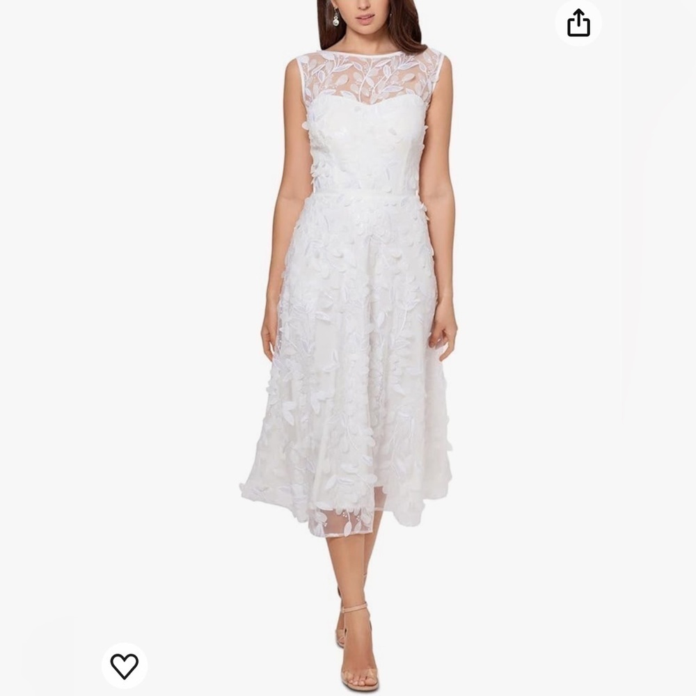 NWT Xscape Midi Sleeveless Gown with Raised Flowers